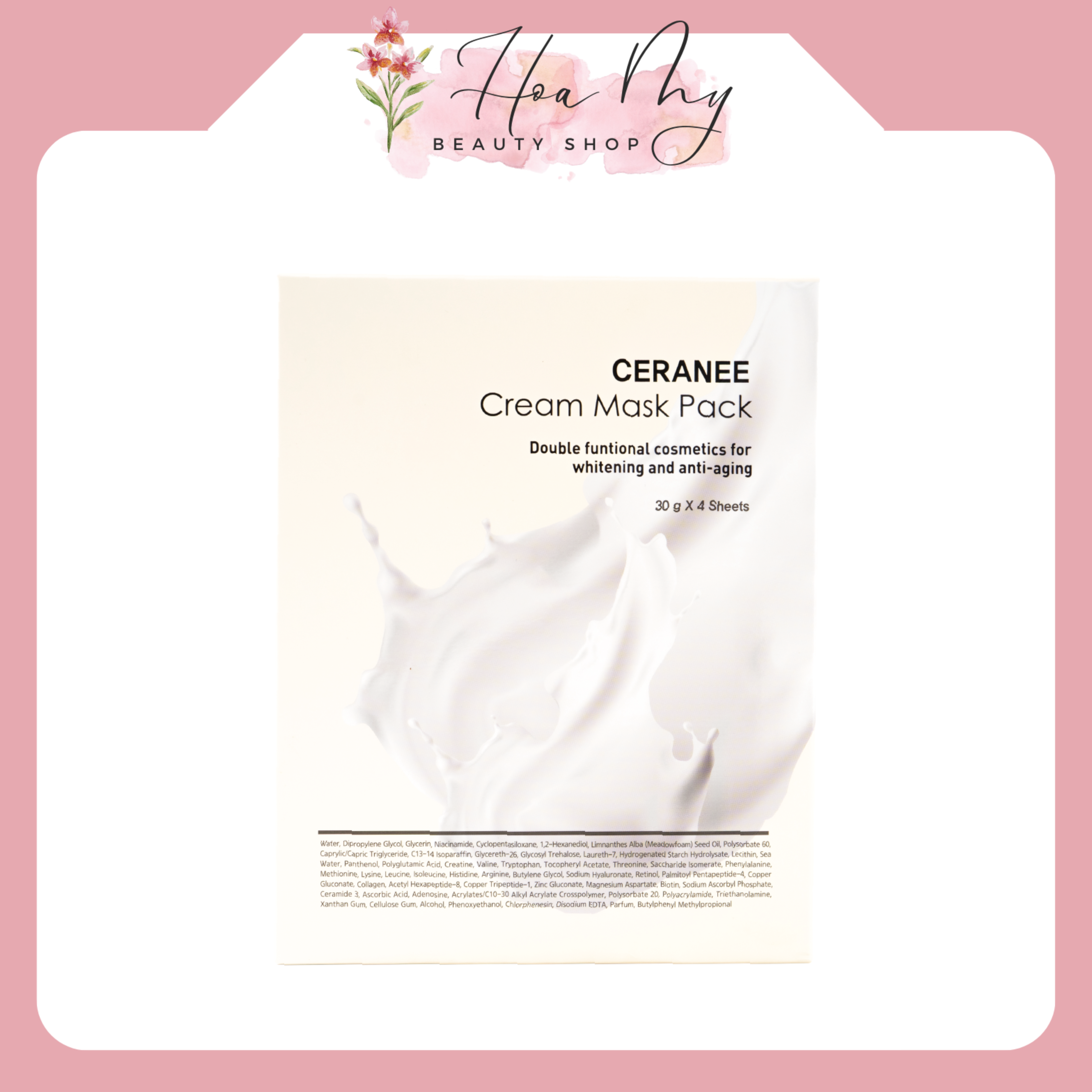 Mặt nạ dưỡng trắng và phục hồi da Niacinamide Ceranee Cream Mask Pack