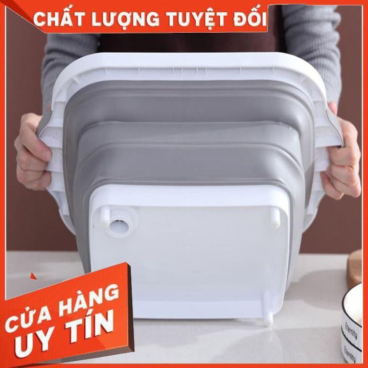 (NHÀ BẾP THÔNG MINH) Chậu gấp gọn kiêm thớt và rổ đựng đa năng loại LỚN 3in1 Đa Năng Tiện Dụng