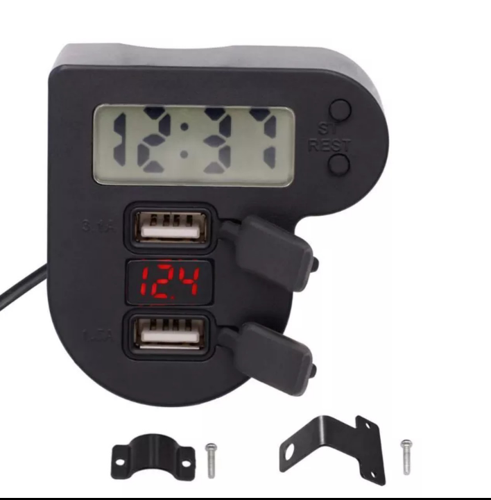 Đồng hồ báo giờ 3in1 kèm sạc nhannh hàng cao cấp gắn được các loại xe rất tiện dụng