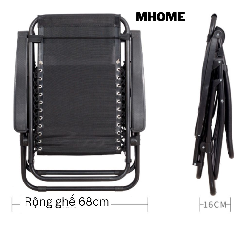  Ghế xếp thư giãn hạng sang Mhome MH63 - Hàng Chính Hãng( Tặng gối tựa đầu và khay chứa nước, điện thoại)