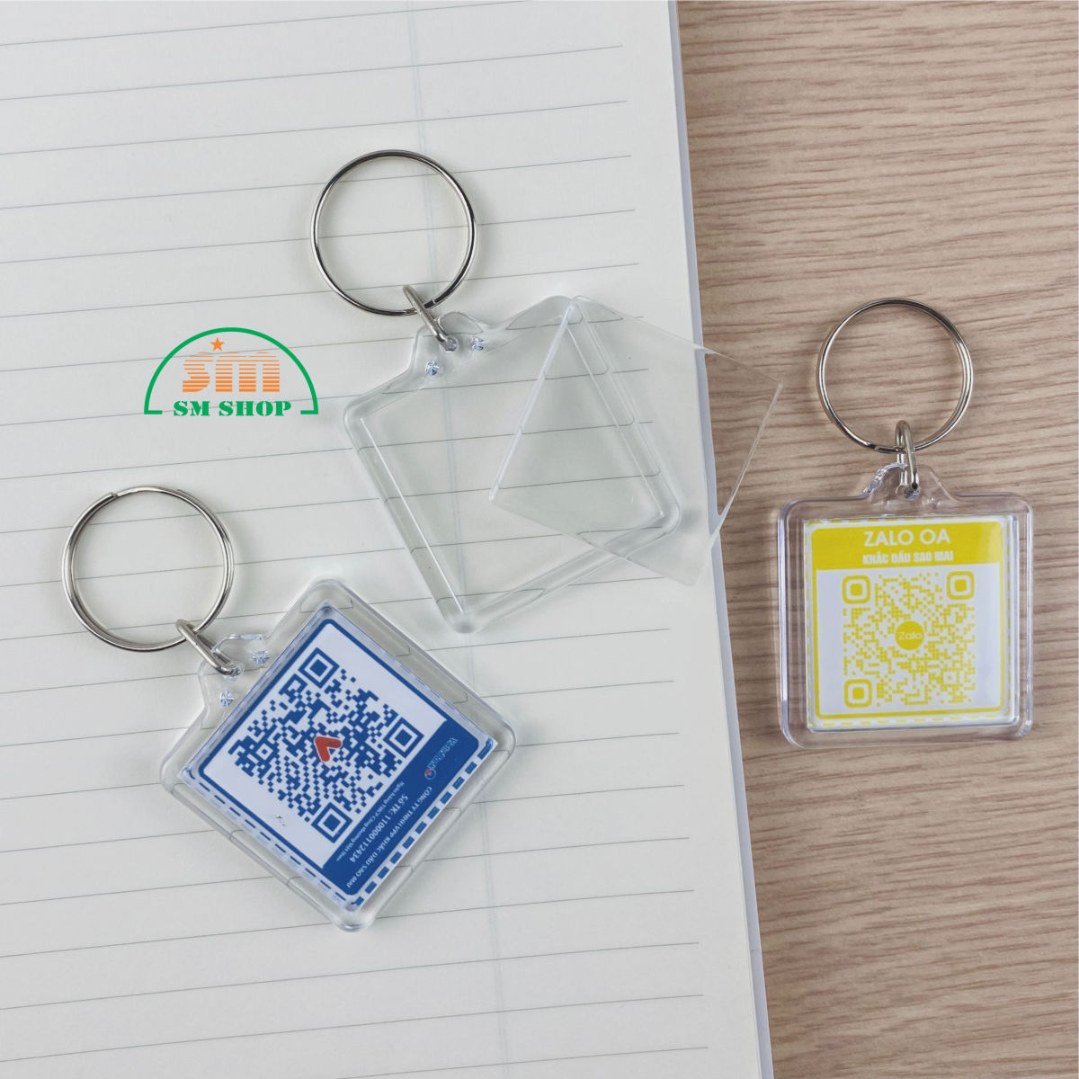 Phôi móc khóa mica MK040 33x33mm [50] (100) - Bịch (50)
