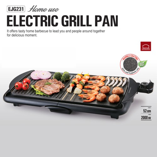 Bếp nướng điện LocknLock Electric Grill EJG231, Hàng chính hãng, bề mặt chống dính, 5 mức nhiệt - JoyMall