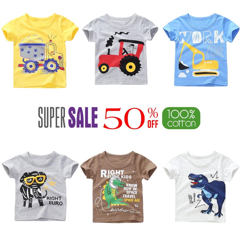 Áo phông họa tiết động vật, xe chất cotton 100% 4 chiều