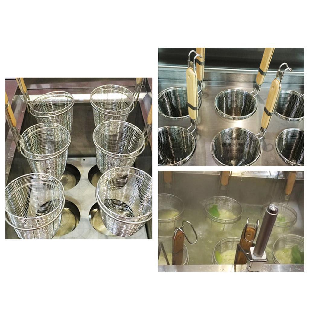 Wooden Handle Stainless Steel Kitchen Noodle Mesh Strainer Baskets S&M