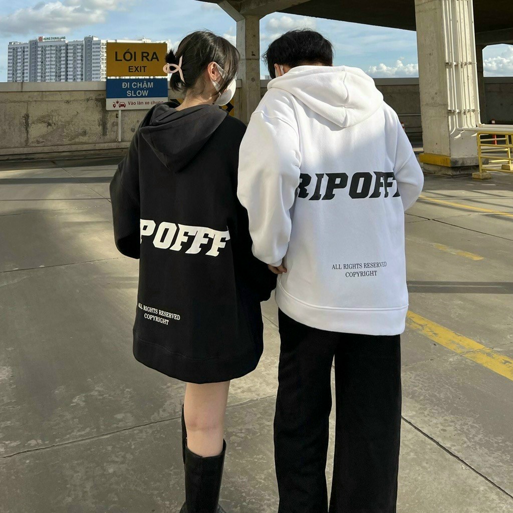 Áo Khoác Nỉ Chữ RIPOFFF Kiểu Có Khóa Kéo Nón Mũ 2 Lớp - Hoodie Unisex Hàn Quốc Nam Nữ Thu Đông HOT-TREND ĐẸP Chống Nắng