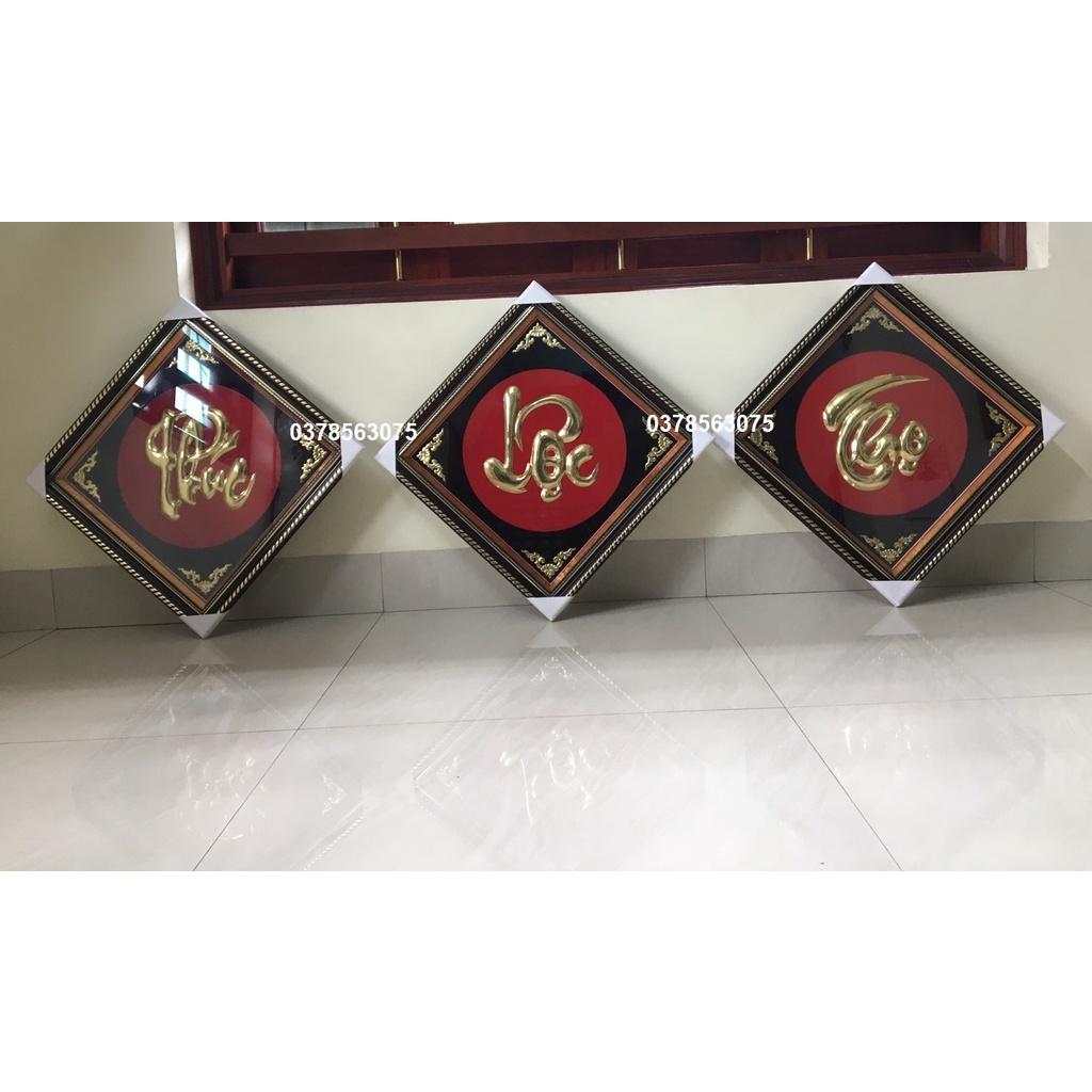 Tranh chữ Phúc -Lộc - Thọ bằng đồng nguyên chất 57x57cm