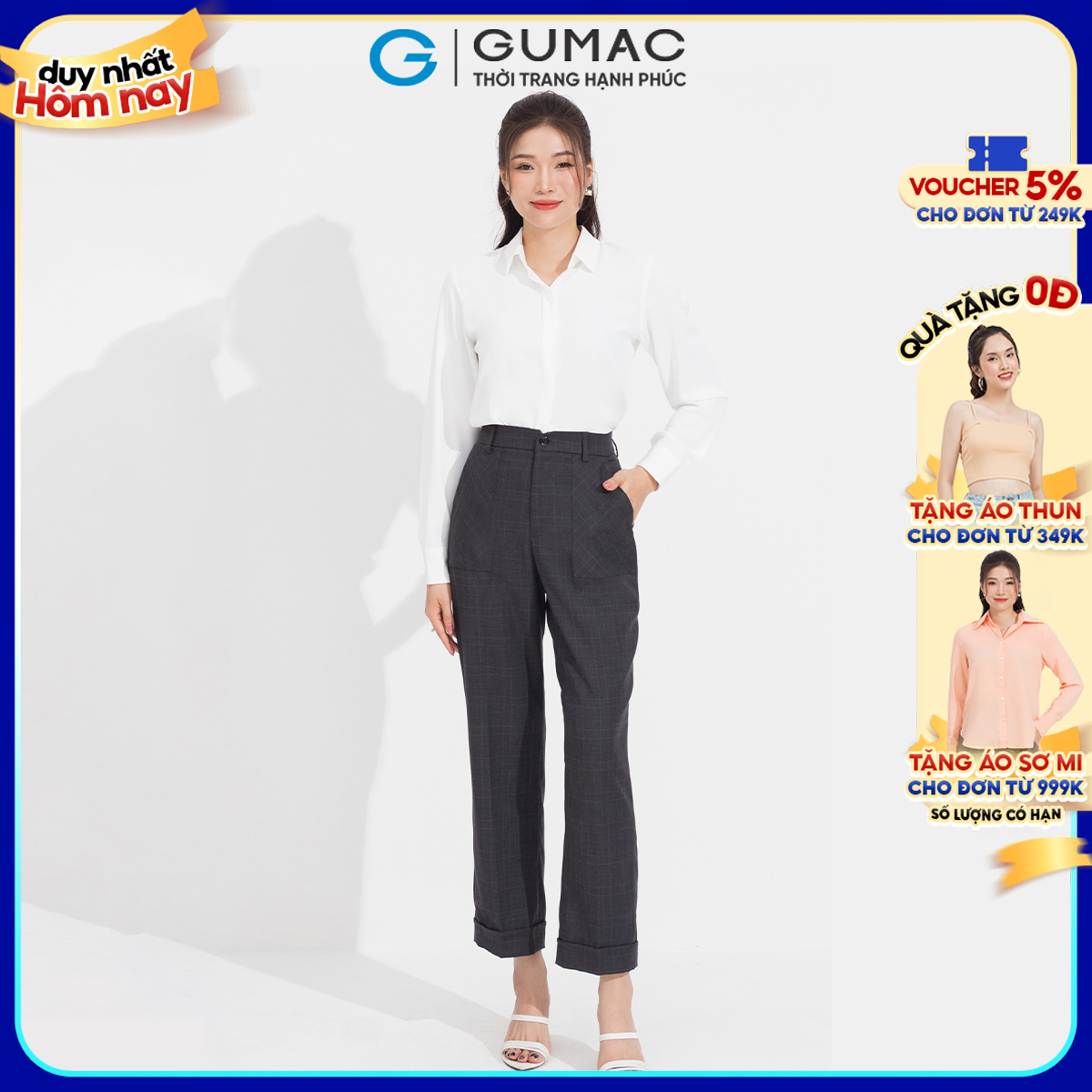 Quần suông túi đắp GUMAC QD05019