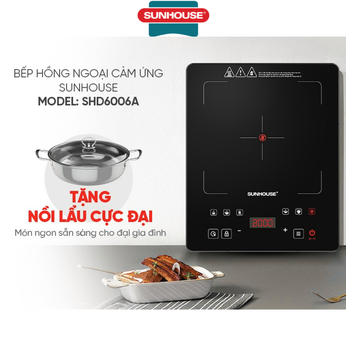 Bếp hồng ngoại cảm ứng Sunhouse SHD6006A - Hàng Chính Hãng