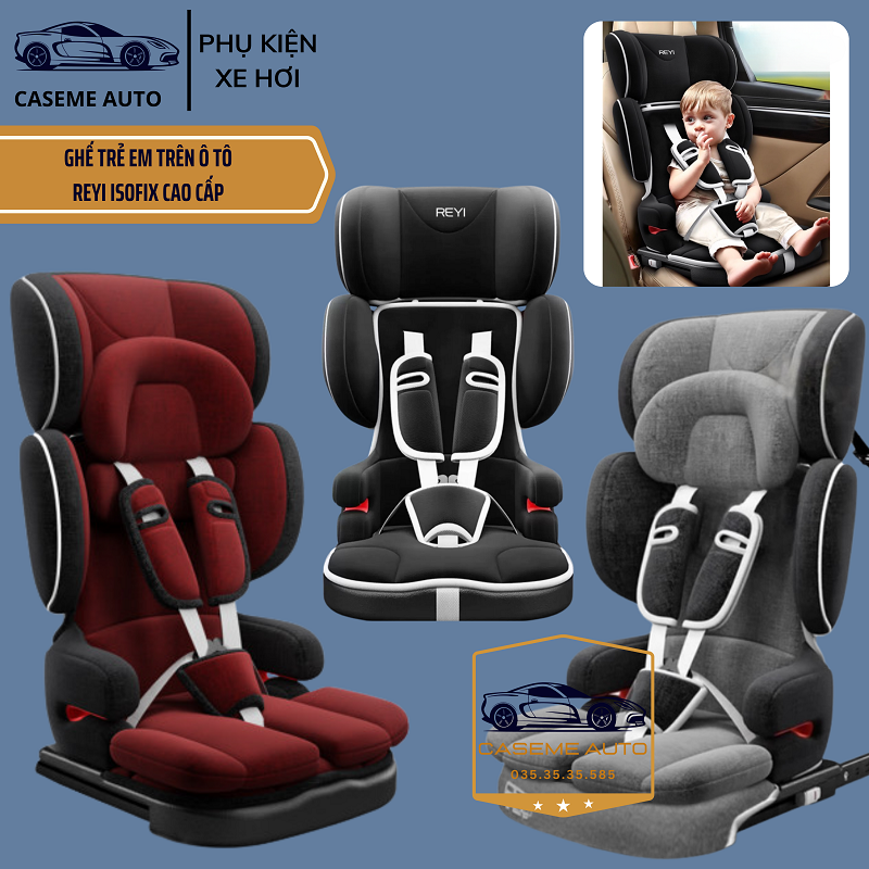 Ghế Ngồi Ô Tô Trẻ Em Reyi Isofix Cao Cấp Dùng Cho Bé Từ 9 Tháng Đến 12 Tuổi An Toàn Chắc Chắn Nhẹ 4kg - Hàng Nhập Khẩu