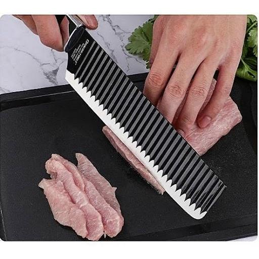 Dao thái gợn sóng Nhật Bản loại 1 siêu bén cán bọc cao su an toàn, êm tay