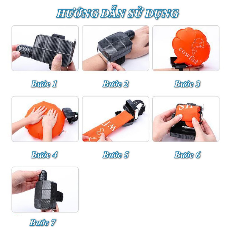 Phao cứu sinh đeo tay khẩn cấp có còi la bàn Cowfish Prevent Drowning