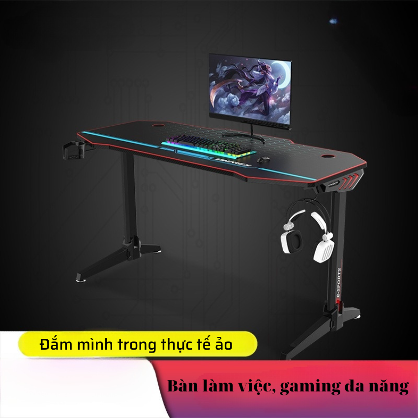 Bàn Gaming, Bàn Làm Việc Chân Thép 140x60cm, Bàn Chơi Game Chuyên Nghiệp