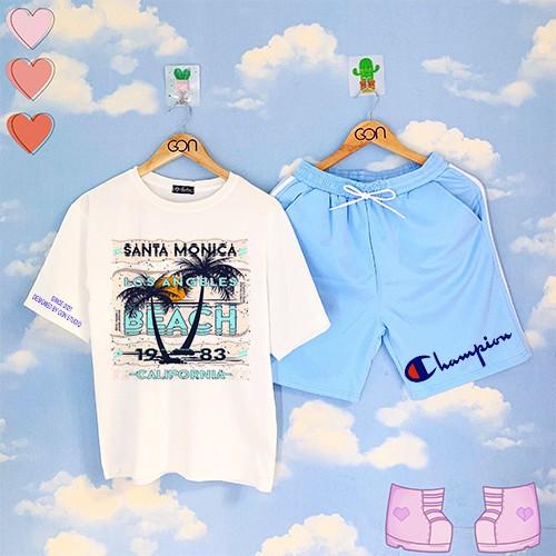 Set đồ bộ Quần Shorts Lửng Kẻ 3 Sọc Quần Ulzzang Ống Rộng Quần Đùi Kẻ Sọc