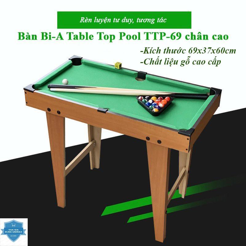 Đồ chơi bàn Bida (Bi-a) bằng gỗ Table Pool TP-69 chân cao rèn luyện tư duy rời xa điện thoại- Món quà cho bé