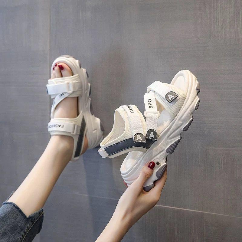 GIÀY SANDAL NỮ MWC - SANDAL HAI QUAI NGANG - GIÀY SANDAL ĐẾ CAO PHỐI CHỮ NĂNG ĐỘNG - NUSD- 2850