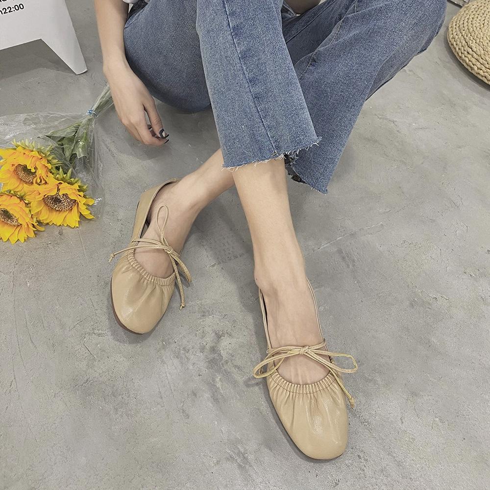 Giày Sandal Đế Bằng Đính Nơ Xinh Xắn Dành Cho Nữ