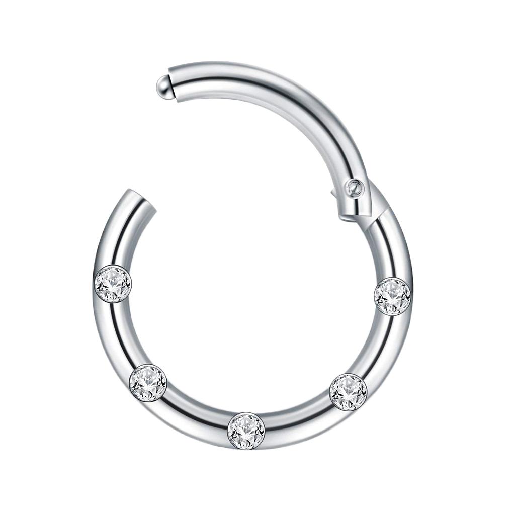 2 Pieces Seamless Hinged Nose Ring with Rhinestone Body Jewelry 16G 1.2x8mm