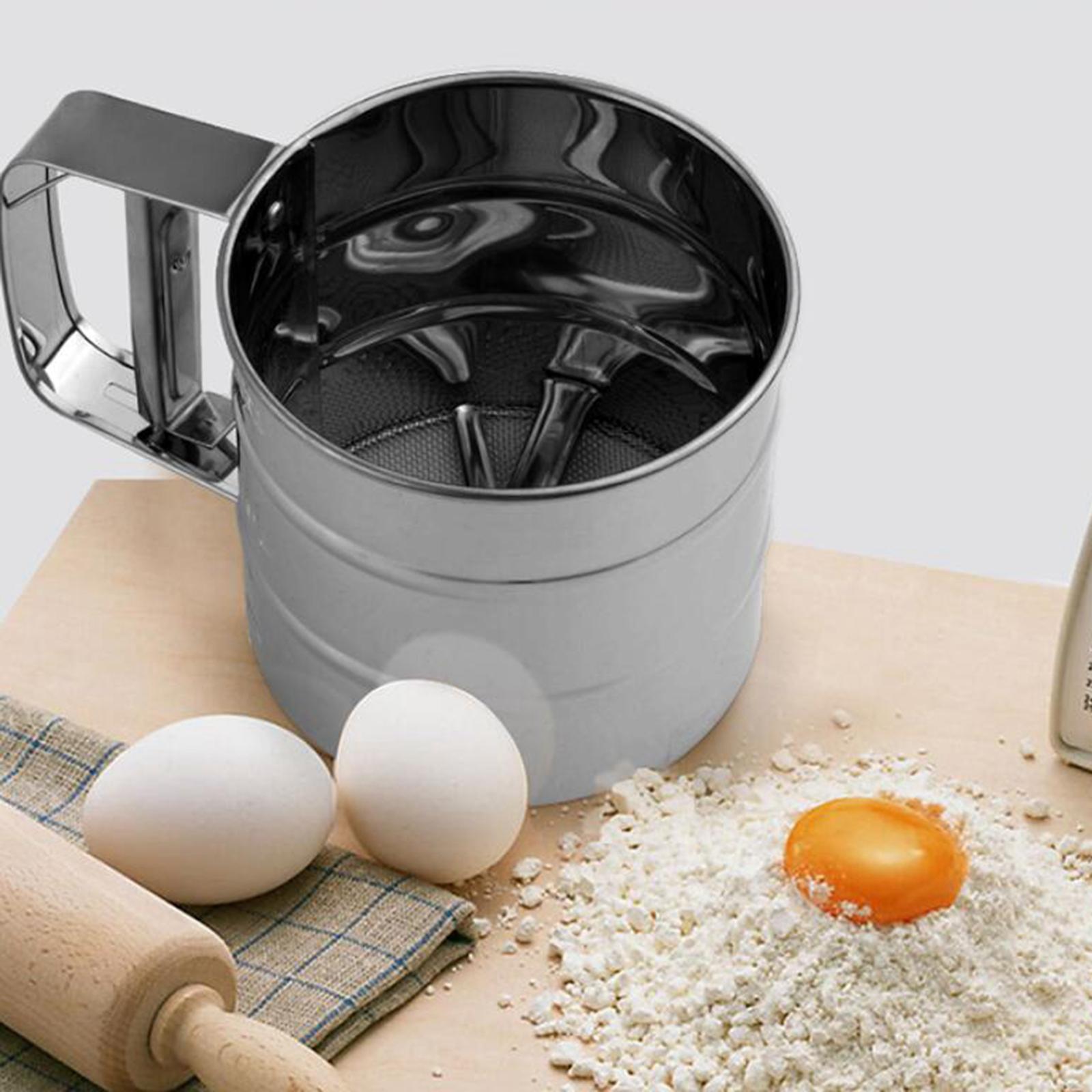Stainless Steel Flour Sifter  3-Cup Shaker Double Layer