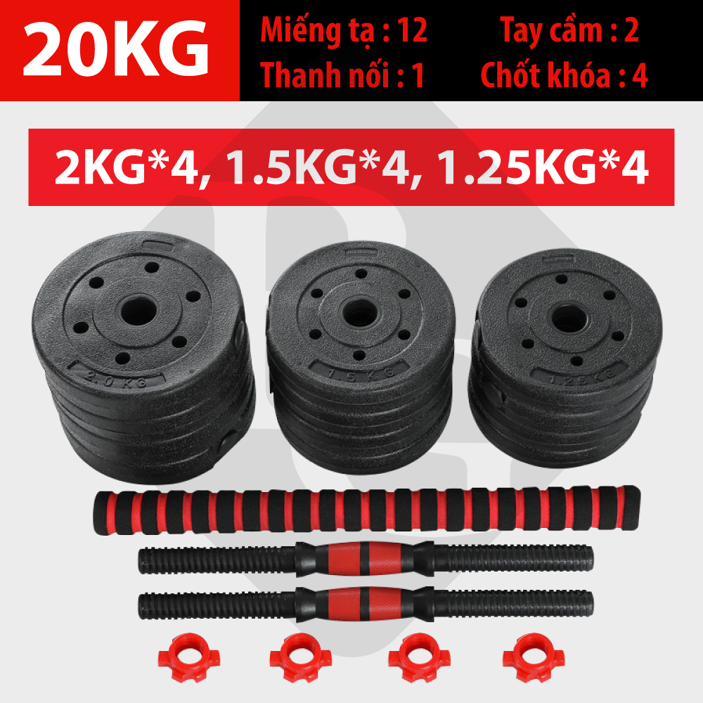 Tạ 20kg tập tay đẩy kết hợp, tạ nam nữ tập gym tập thon tay Giá tốt Hàng Chuẩn Chọn Lực Nặng Của Tạ Tùy chọn