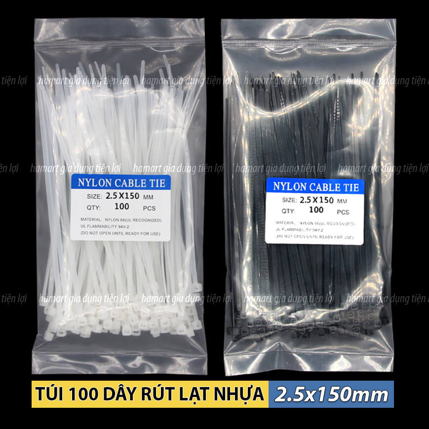 Túi 100 Dây Thít Nhựa Dây Rút Lạt Nhựa Buộc Treo Đánh Dấu Cố Định Vật Dụng 3x150 4x250 Tiện Lợi