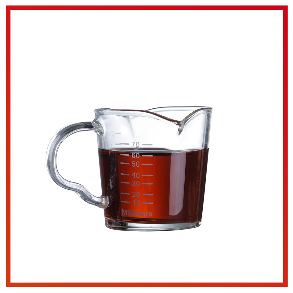 Ly thủy tinh chia vạch vòi rót đôi 70ml