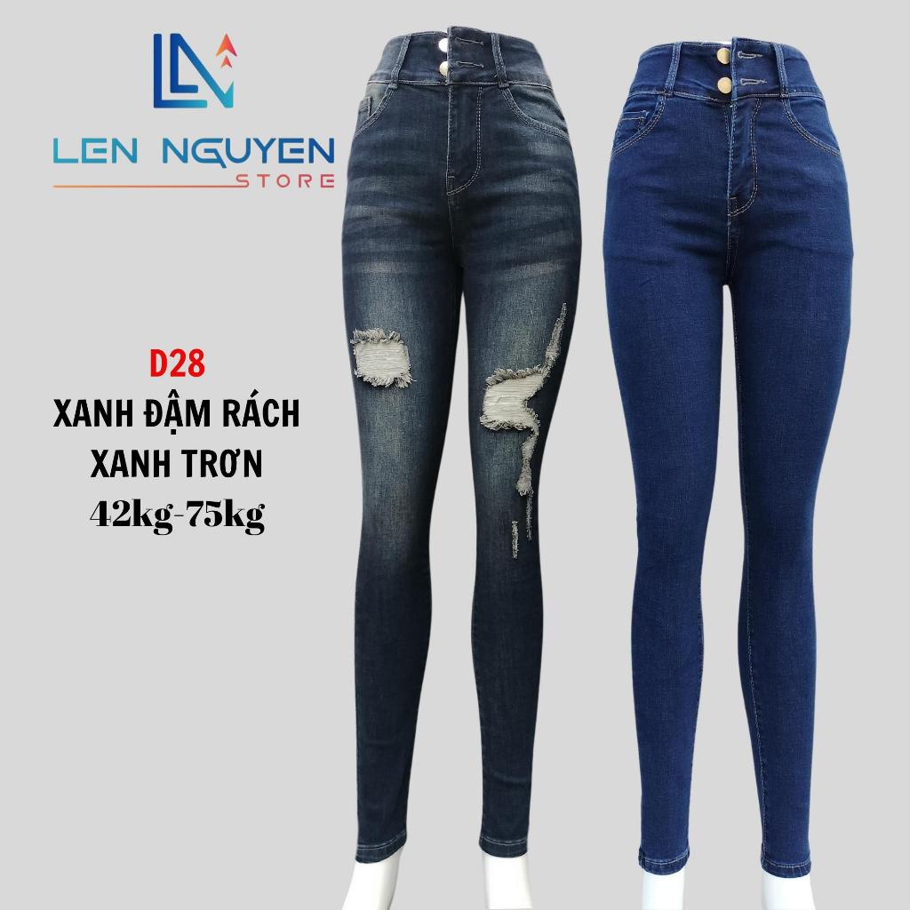 D28_Quần jean nữ, dài, lưng cao, quần bò nữ dáng ôm, quần rin nữ có big size, cho 42kg đến 75kg