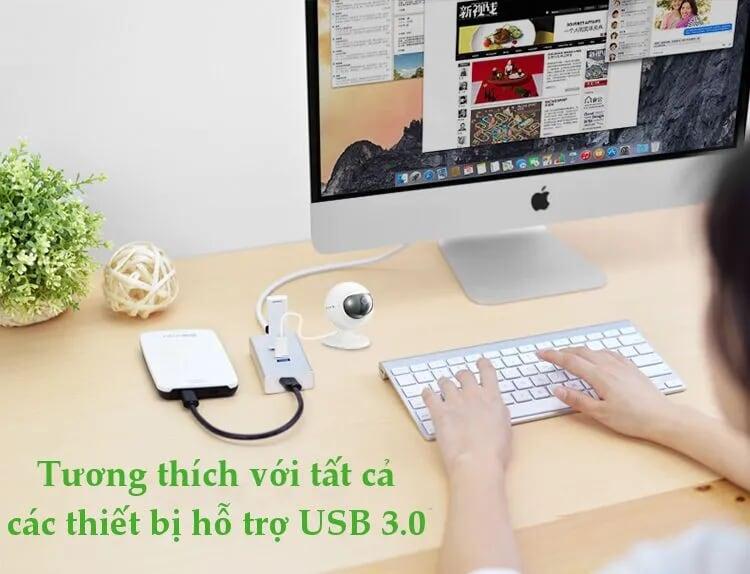 Ugreen UG30235CR126TK 1M Màu Trắng Bộ chia Hub USB 3.0 ra 4 cổng usb 3.0 cao cấp - HÀNG CHÍNH HÃNG