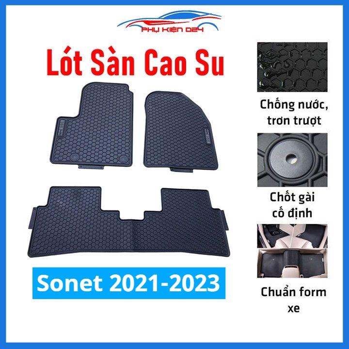 Thảm lót sàn cao su cho xe Kia Sonet 2021-2022-2023 chữ trắng hàng chuẩn theo xe chịu lực tốt