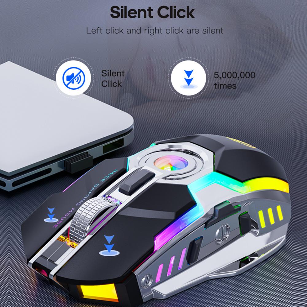 RGB Chuột Chơi Game Chuột Máy Tính Không Dây Sạc Im Lặng Mause LED Backlit Chuột 3200 DPI Chuột Không Dây Game Thủ Cho Laptop