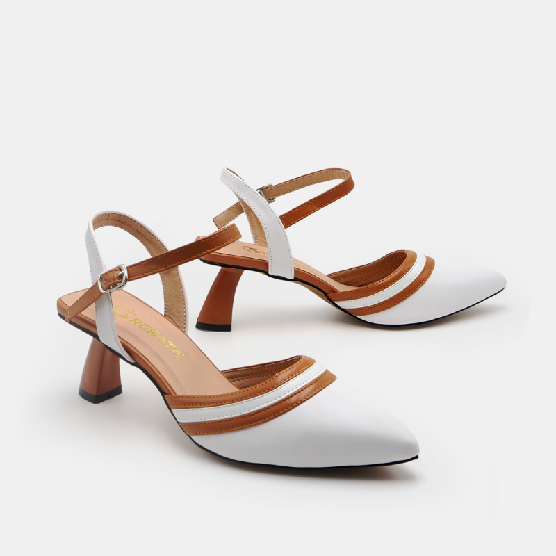 Giày sandal nữ cao gót đế cao 5 phân hàng hiệu rosata hai màu đen trắng ro544