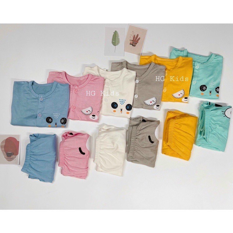 Bộ thun lạnh sơ sinh cúc giữa HG Kids thấm hút mồ hôi tốt, vải mềm mại thoải mái