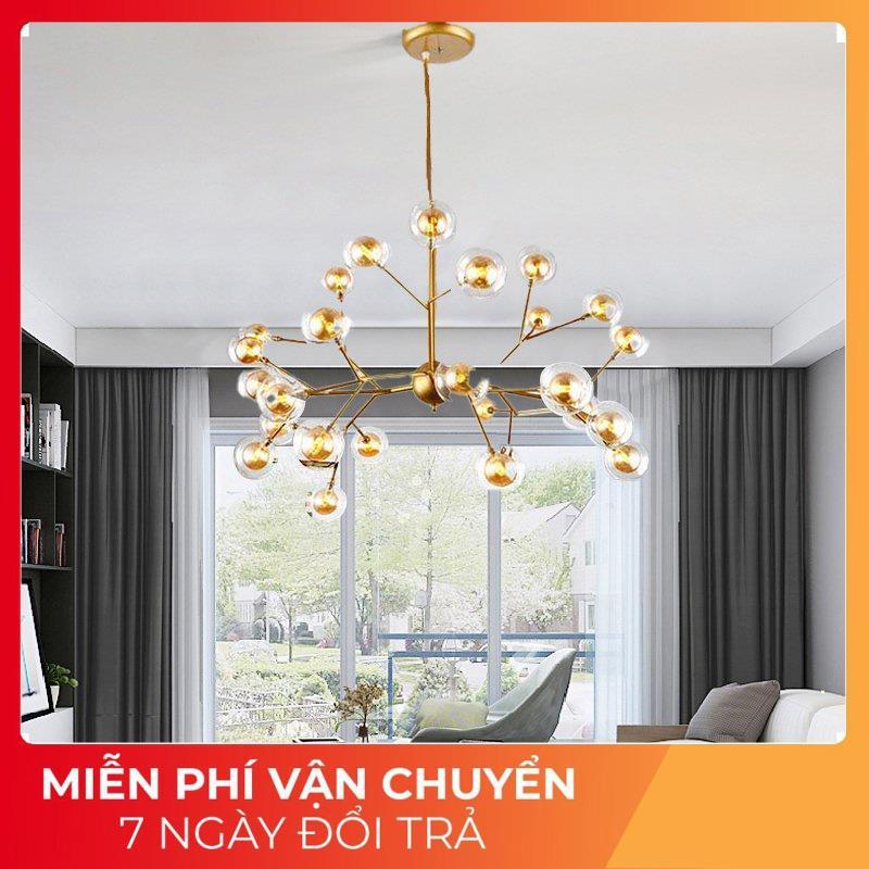 Đèn Chùm Trang Trí Phòng Khách Hera Thủy Tinh 27 Bóng Mang phong cách hiện đại trang trí nội thất sang trọng