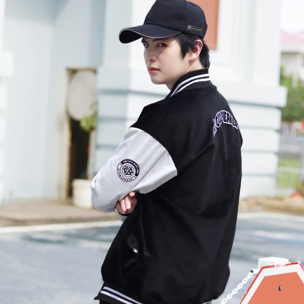 Áo Khoác Bomber Unisex Black White Varsity local brand iMA God Breaker