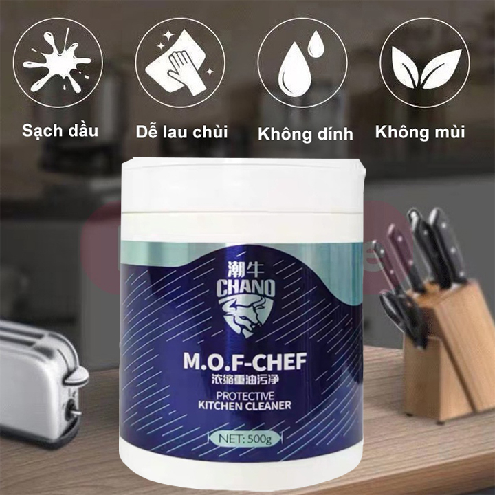 Bột Tẩy Rửa Dầu Mỡ Nhà Bếp MOF Chano 500g Đa Năng Tẩy Sạch Vết Dầu Mỡ Lâu Ngày, Khử Khuẩn Hiệu Quả Tặng Cọ Xoong Nồi