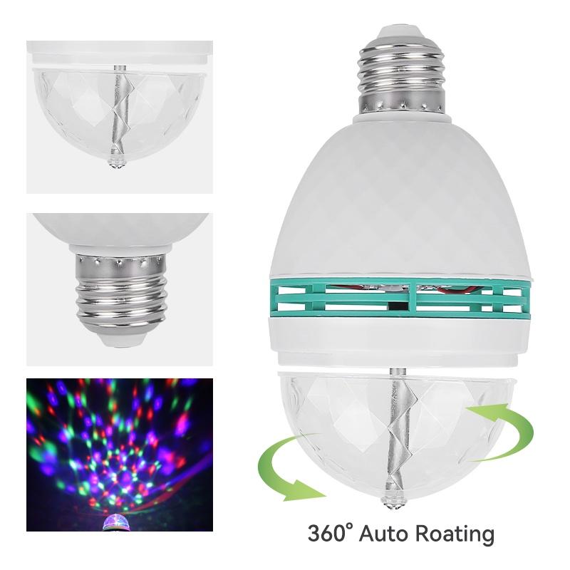 Bóng đèn LED Bóng đèn Disco di động E27 Đèn xoay 3W 360 Bóng LED Bóng đèn LED Magic Ball USB Đèn disco