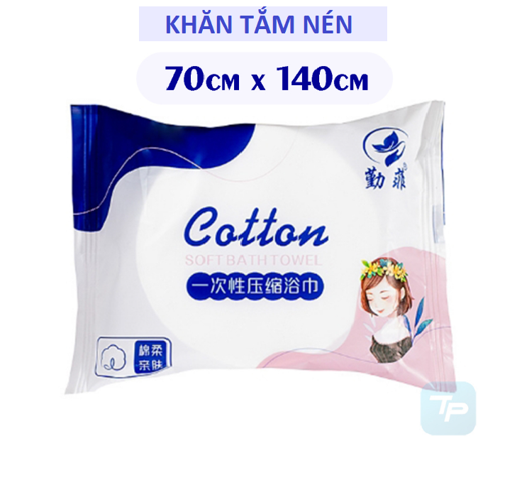 Khăn Tắm Nén Cotton Dùng Một Lần Mẫu Cô Gái (70x140cm) - Khăn Tắm Du Lịch Dạng Viên Nén GD730-KhanCG