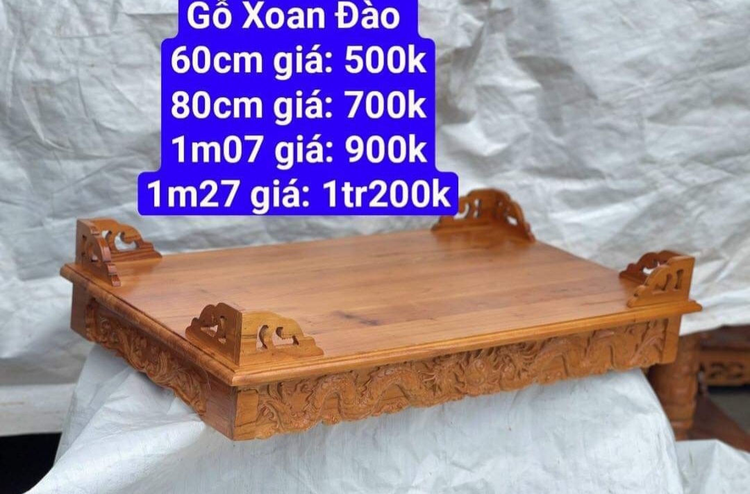 Bàn thờ treo tường gỗ xoan- Kèm cặp eke gỗ nhiều kích thước