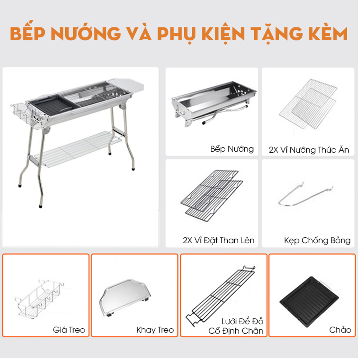 Bếp Nướng Than Hoa Ngoài Trời Gấp Gọn, Bếp Nướng BBQ Có Thể Mang Đi Du Lịch Dã Ngoại - Hàng Chính Hãng