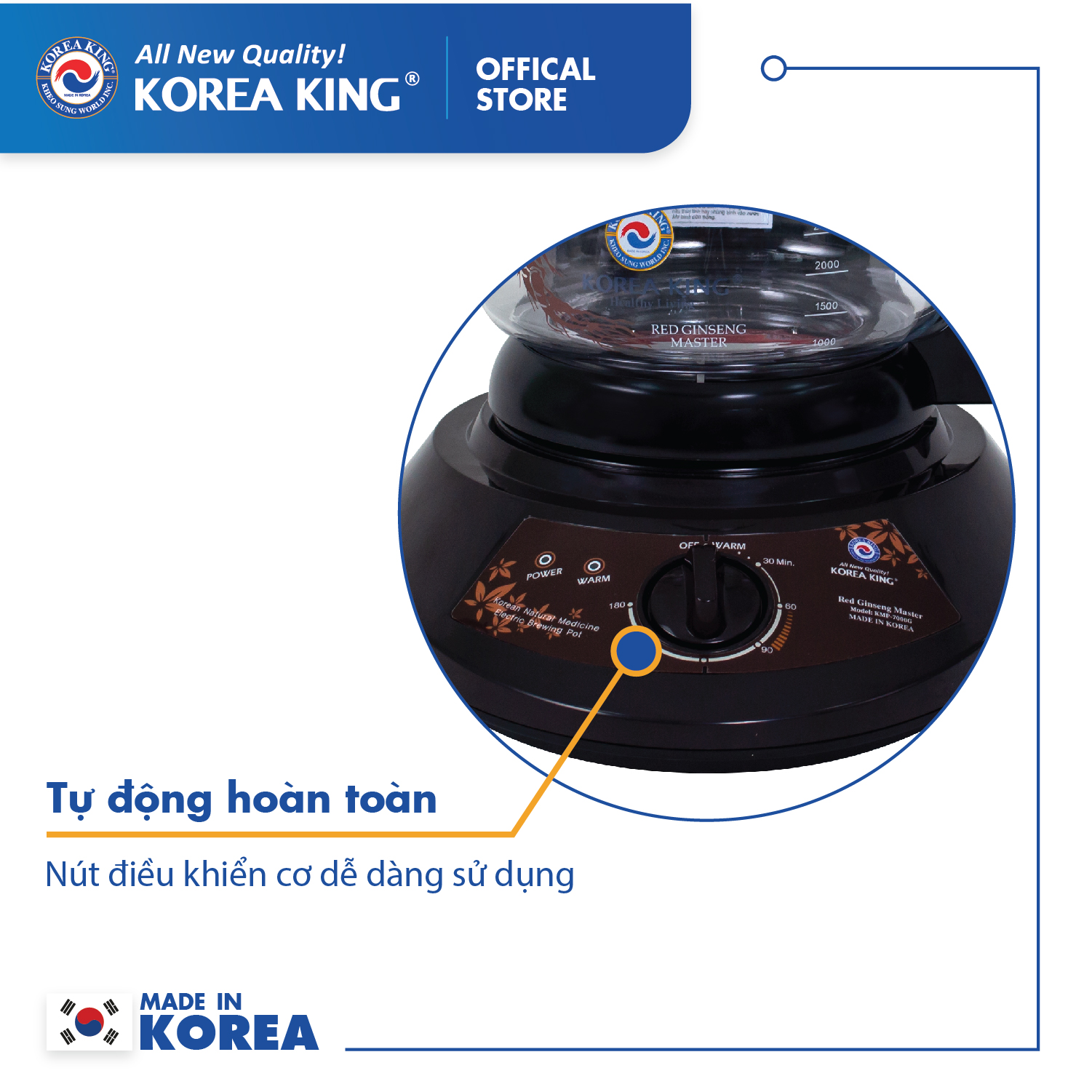 Siêu sắc thuốc Korea King KMP–7000G (220V/50HZ, 3000ML, 330W )- Hàng chính hãng