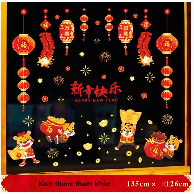 Decal trang trí Tết Hít Tĩnh Điện - COMBO Năm mới 2022 nhiều mẫu đặc sắc
