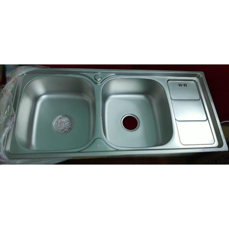 Chậu chén 2 hộc 1 cánh inox 304 (100x46x23 cm)