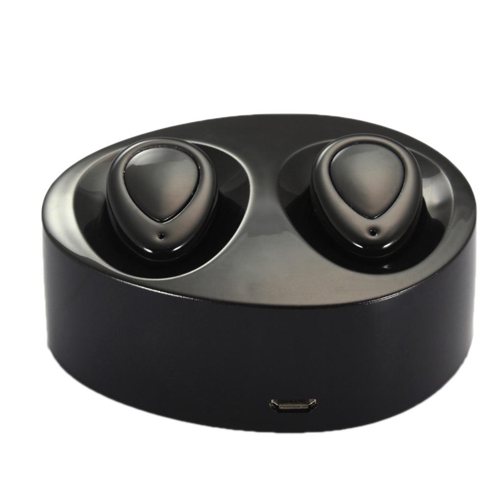 Mini Bluetooth 4.2 Twins Stereo In-Ear Earphone Headset w/ Case Black