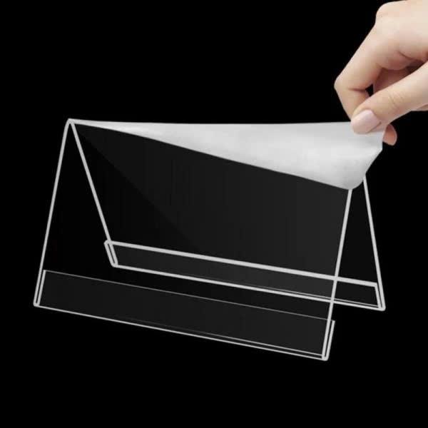 Combo 10-50 cái 5x15cm, Kệ mica chức danh, bảng tên học sinh, menu mica chữ A 2 mặt, bảng giá, tên sản phẩm