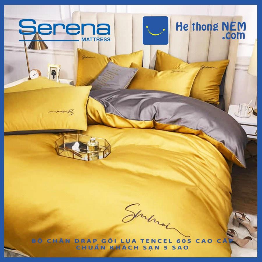 Bộ Chăn Ga Vỏ Gối Trải Giường Lụa Ai Cập SERENA Tencel Sumoi Cao Cấp Set 4 Món - Hệ Thống Nệm