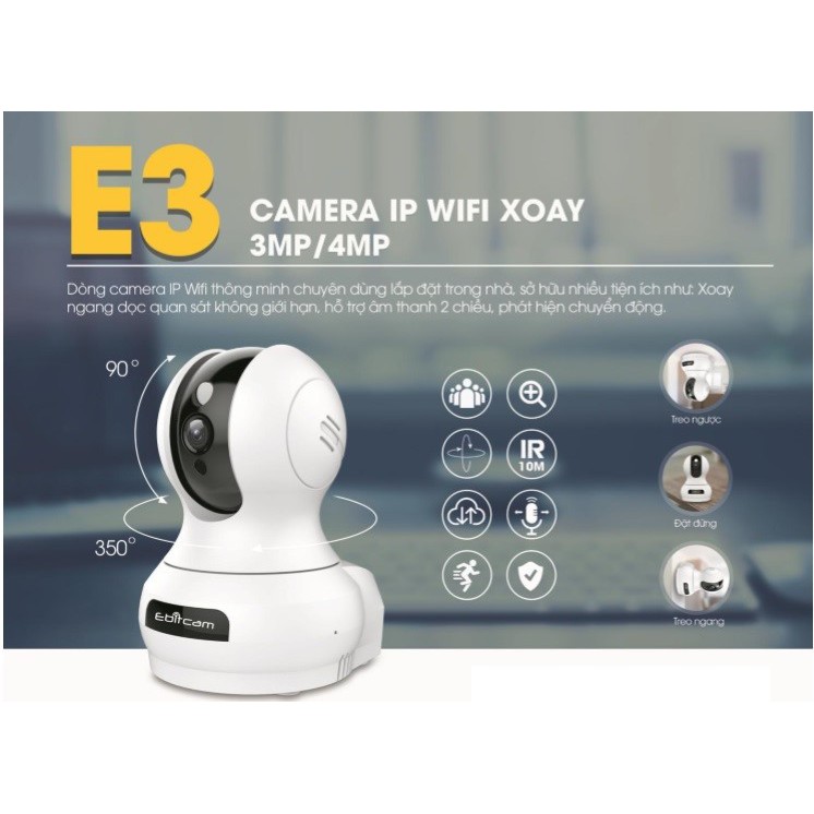 Camera Ip Wifi EbitCam E3 2MP Full HD 1080P - Hàng Chính Hãng