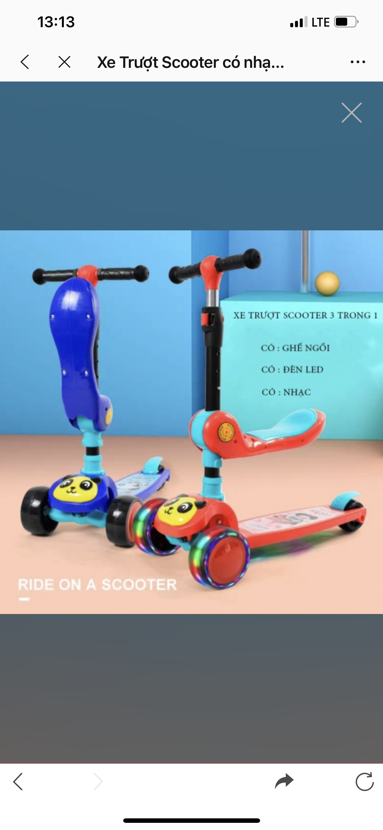 Xe Trượt Scooter Có Nhạc - Đèn - Ghế Gấp Gọn 3in1