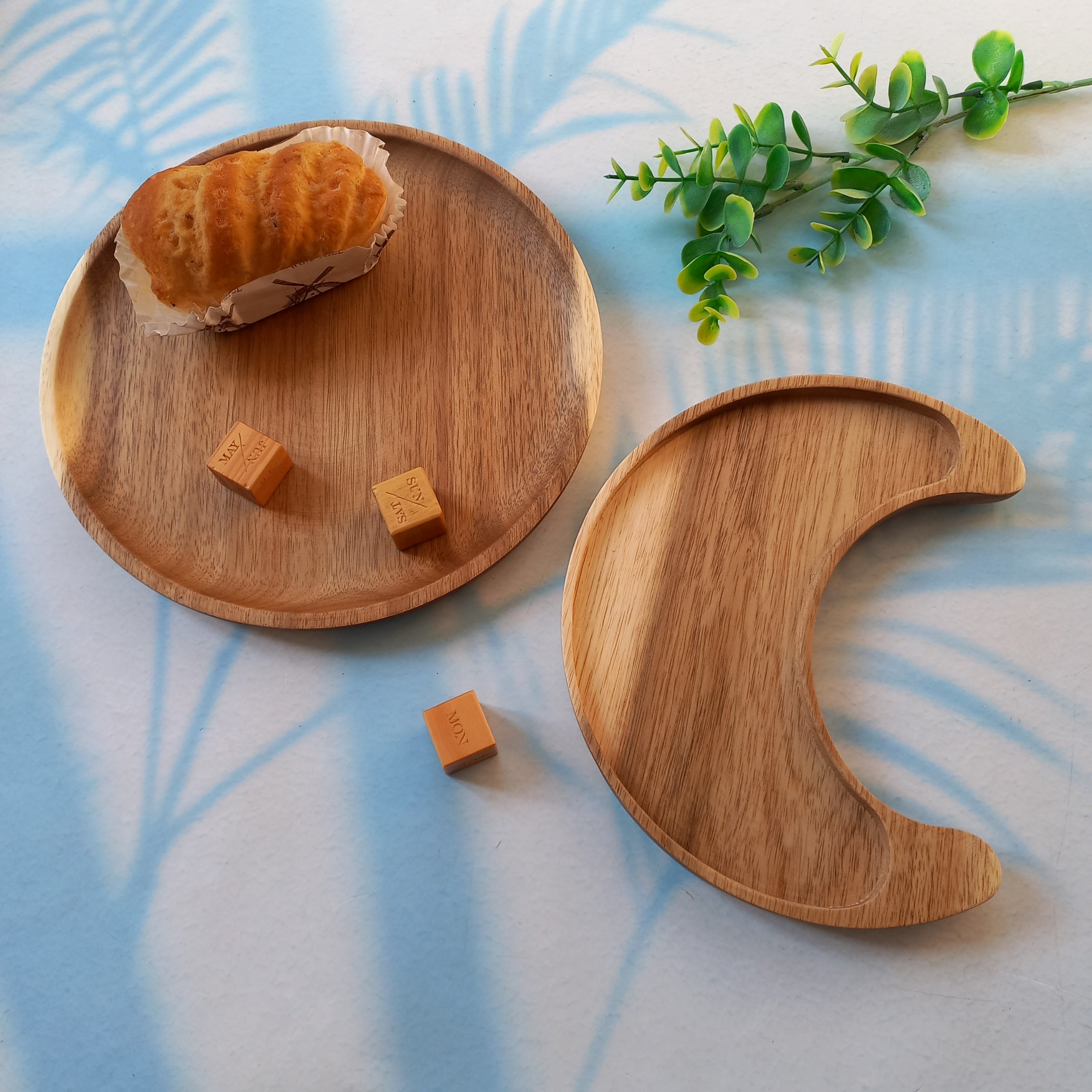 Set Đĩa Khay Gỗ Keo Mặt Trời Mặt Trăng Độc Lạ Của Vitrapro, Đĩa Đựng Bánh Kẹo, Hạt, Hoa Qủa Sấy, Decor Đẹp