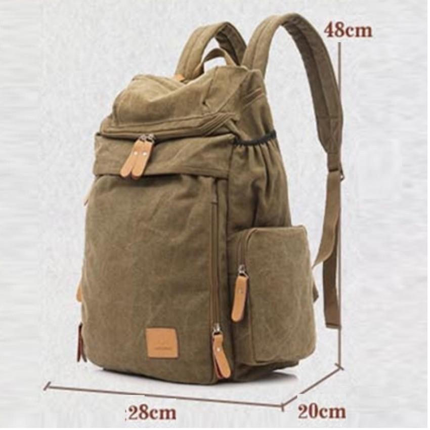 Balo canvas phối da ba lô du lịch phượt dã ngoại, balo sinh viên 205876