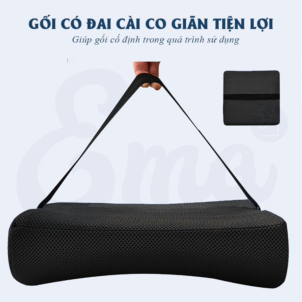 Đệm tựa lưng ghế văn phòng, ô tô cao su non Ema - Vỏ gối 4D tổ ong siêu thoáng - Hàng nhập khẩu