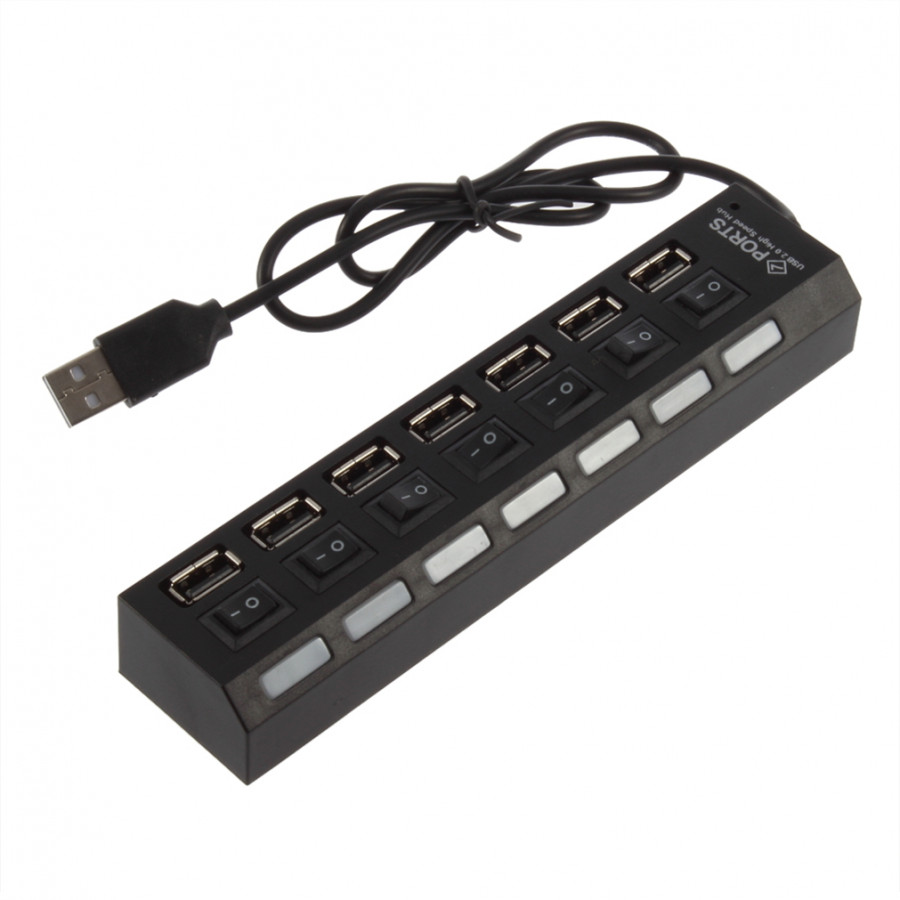 Bộ Chia HUB USB 7 Cổng Công Tắc - Tặng Lót Di Chuột